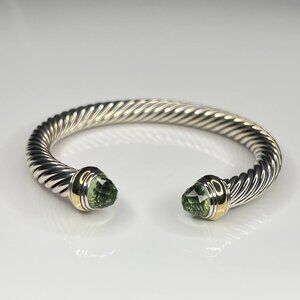 Authentic David Yurman 7mm Cable Bracelet Prasiolite and Gold Women's Bracelet